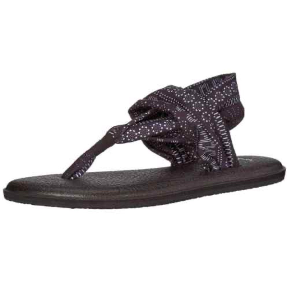 SANUK Yoga Mat Sling 2 Print Flip Flop Sandal 9M Black/White EUC!